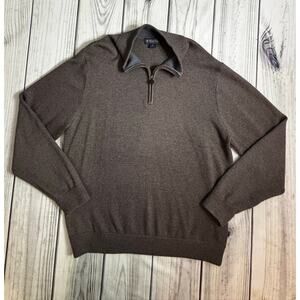 Brooks Brothers Men's Sz XL Extra Fine Merino Wool Sweater Quarter Zip